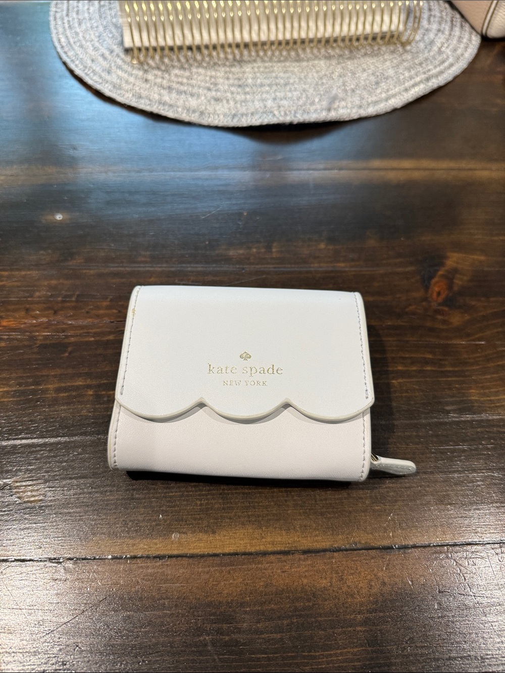 kate spade white scallop flap small wallet
